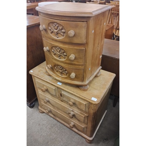 158 - Two Victorian style small pine chests of drawers