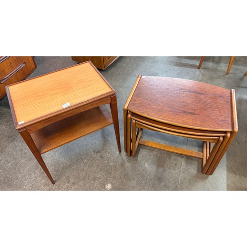 68 - A Danish teak two tier occasional table and a teak nest of tables