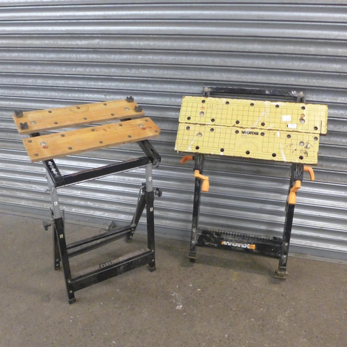 2101 - Two folding work benches including WORX and one other