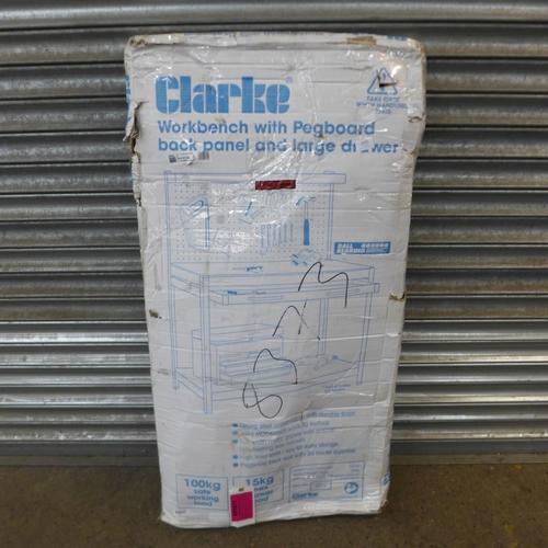 2103 - A Clarke CWB-R1B workbench with pegboard panel and large drawer (8373) - sold as scrap  *This lot is... 