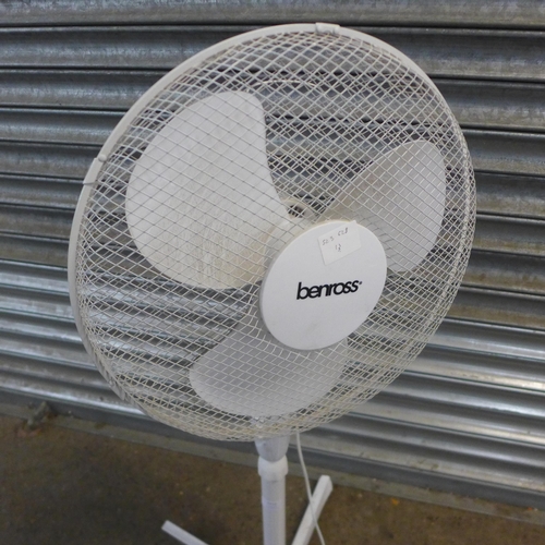 2111 - A Benross 240V pedestal 3-speed floor fan