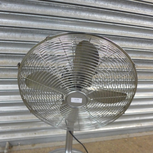 2139 - A Challenge stainless steel pedestal fan