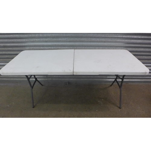 2145 - A heavy duty white plastic 6ft folding events table