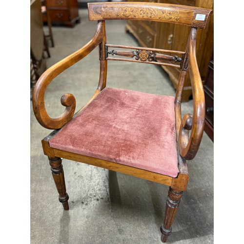 120 - A Regency inlaid simulated rosewood elbow chair