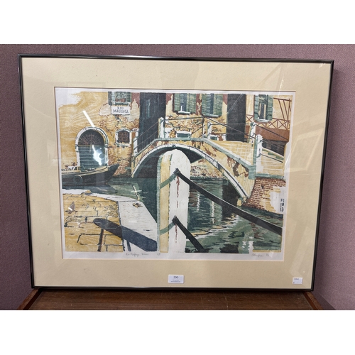 290 - Jonathan Kaufman (20th Century British), Rio Del Malpaga, Venice, signed artist proof print, framed