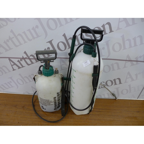 2309 - A Hawksmoor 9 litre pressure sprayer, a Hawksmoor 5 litre pressure sprayer and a gas powered weed bu... 