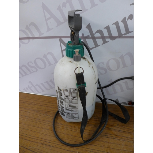 2309 - A Hawksmoor 9 litre pressure sprayer, a Hawksmoor 5 litre pressure sprayer and a gas powered weed bu... 