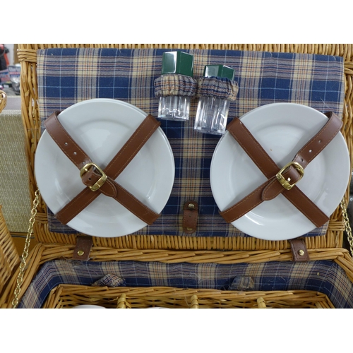 2327 - A wicker picnic basket set including plates cups knifes forks and spoons with a wicker wine bottle b... 