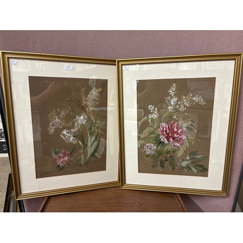 302 - G.M. Sutherland, pair of still lifes of flowers, watercolour, framed