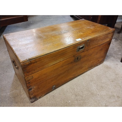 176 - A Victorian camphorwood and brass mounted ships chest