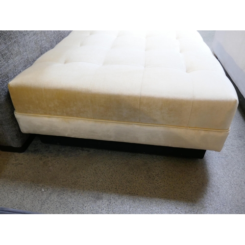 1490 - A buttermilk velvet footstool - brand new