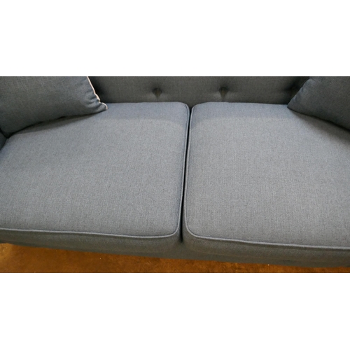 1491 - A blue weave Chesterfield three seater sofa - brand new RRP £1379