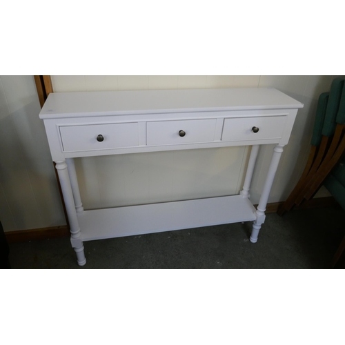 1502 - A white three drawer console table