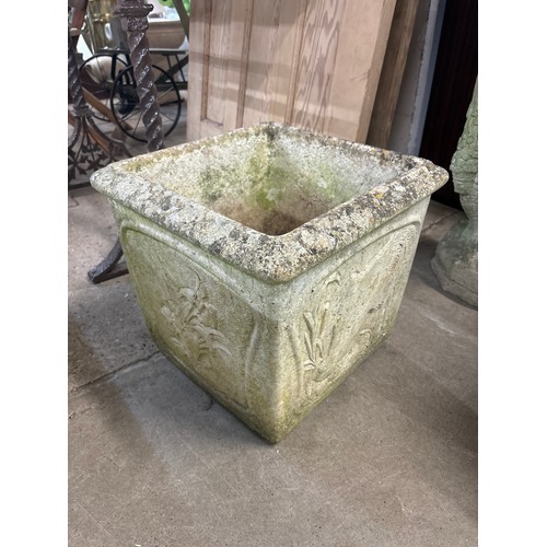 253 - A square concrete garden planter