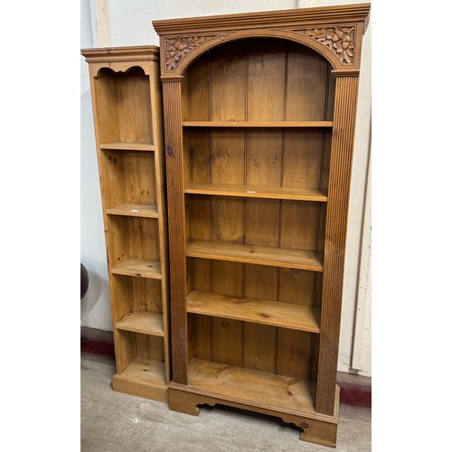 218 - Two pine open bookcases