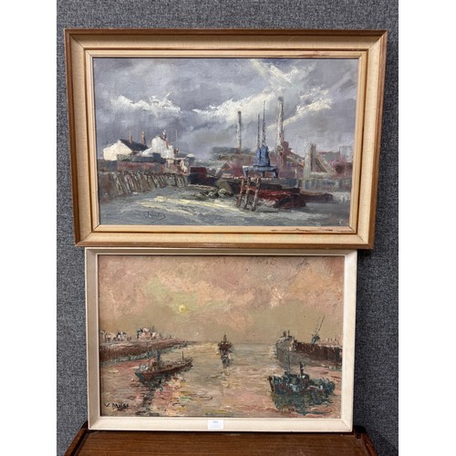 325 - William Davies, two London Scenes, oil on board, framed