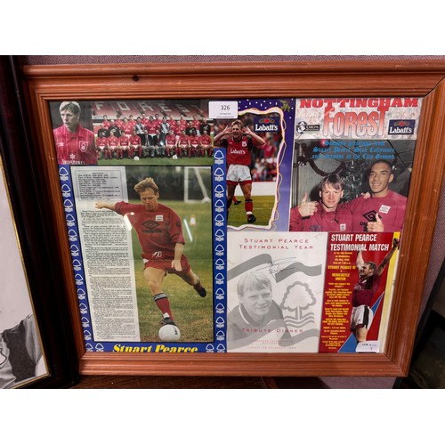 326 - A signed Stuart Pearce display and a Brian Clough print