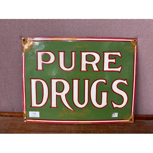 329 - A Pure Drugs enamelled metal sign