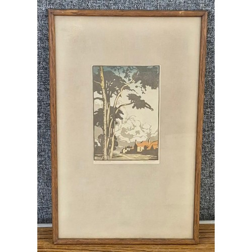 290A - A Sylvan G. Boysius woodcut print, At Winchelsea, framed