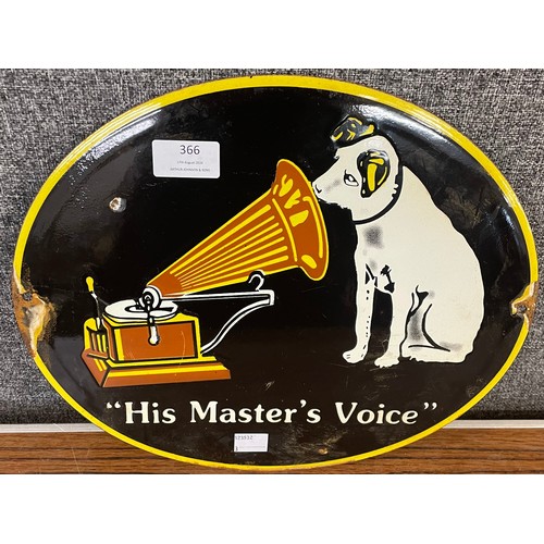 366 - An enamelled metal His Master's Voice advertising sign