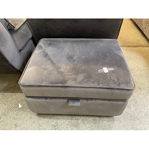 1485 - A grey Hoxton velvet three seater and two seater sofa and footstool - brand new RRP £1578