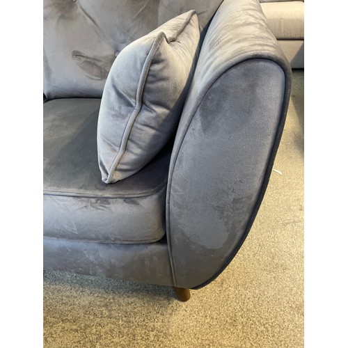 1485 - A grey Hoxton velvet three seater and two seater sofa and footstool - brand new RRP £1578