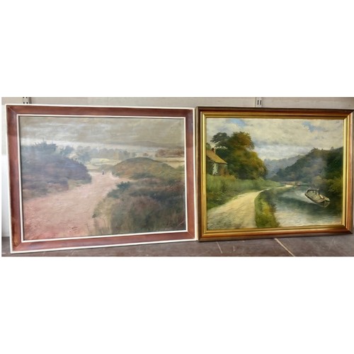 301 - J. Lowndes, two countryside landscapes, oil on canvas, one dated 1905, framed