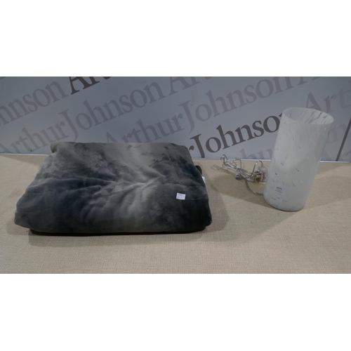 6255 - Touch Table Lamp and a Grey Velvet Throw (152X178Cm)    (329-164,185)   * This lot is subject to vat