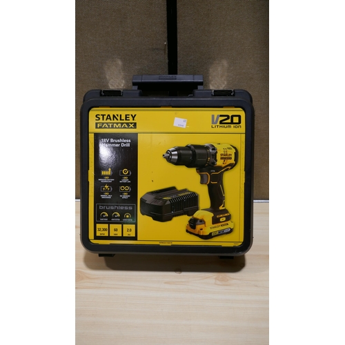 6065 - Stanley Fatmax V20 Drill With Charger And A 2.0AH Battery+Case   (329-439)   * This lot is subject t... 