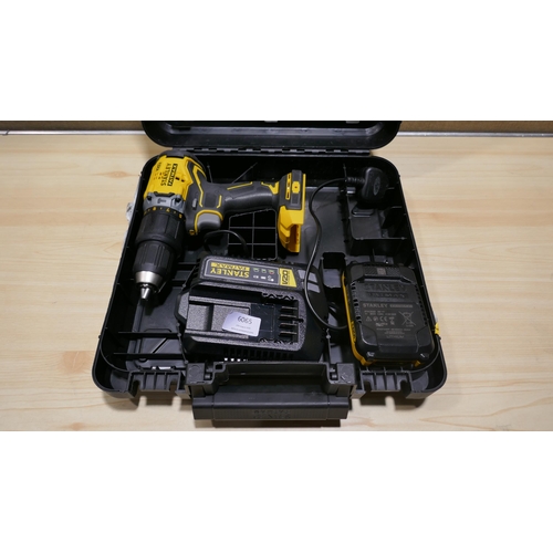 6065 - Stanley Fatmax V20 Drill With Charger And A 2.0AH Battery+Case   (329-439)   * This lot is subject t... 