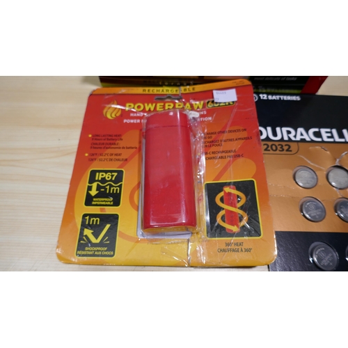 6097 - Powerpaw Rechargeable Hand Warmer, Duracell 2032 Coin Batteries And Two Packs Of Contour Avenger Glo... 