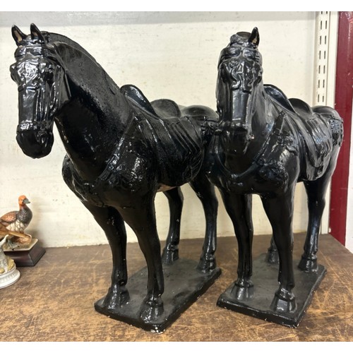 352 - Two painted ceramic models of horses, a/f