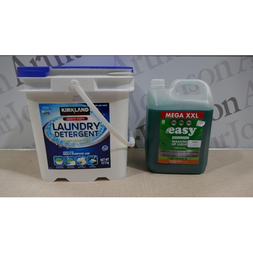 6362 - Kirkland signature Concentrate non bio Laundry Detergent and Easy Original Washing Up Liquid 5L  (32... 