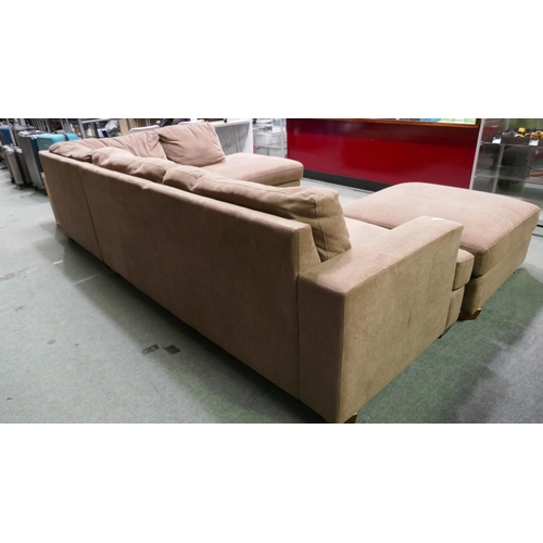 6294 - Kolby Chaise Brown Fabric Sofa and Footstool (Damaged) Original RRP £739.99 + vat        (329-103)  ... 