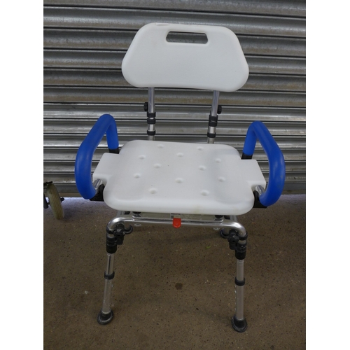 2233 - A three wheeled mobility walking frame and shower stool