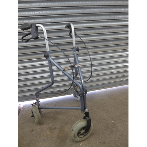 2233 - A three wheeled mobility walking frame and shower stool