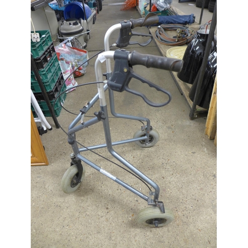 2233 - A three wheeled mobility walking frame and shower stool