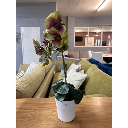 1374 - A tall two stemmed artificial Orchid, H 55cms (55764110)   #