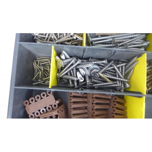 2019 - 2 Stanley organizer trays with a quantity of various screws