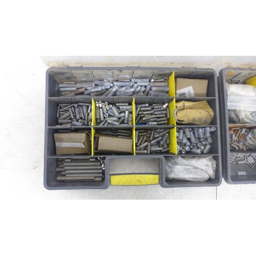 2020 - 2 Stanley organizer trays with a quantity of various screws