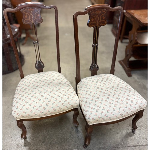 121 - A pair of mahogany Art Nouveau bedroom chairs