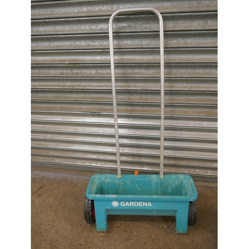 2144 - 2 seed spreader trollies including Scotts Easy-Green and Gardena