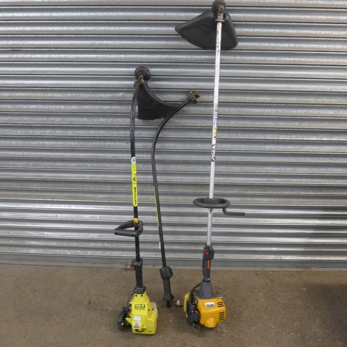 2164 - A McCulloch Trim Mac 240 petrol strimmer and a Stiga SB28 petrol strimmer and a spare strimmer attac... 