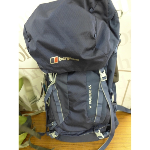 2230 - A quantity of camping gear including 3 ruck sacks (1 x 65L, 1 x 60L and one other), a sleeping bag, ... 