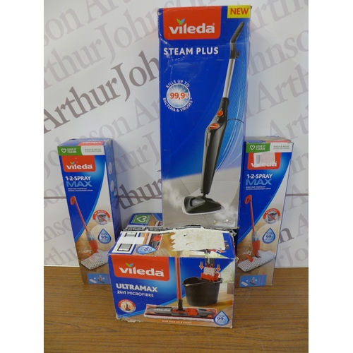 2274 - 5 Vileda mops including Ultra Max 2 in 1, 1-2-Spraymax and a Steam Plus