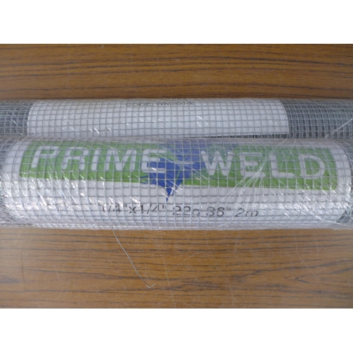 2283 - Three rolls of Prime-Weld 1/4” x 1/4” 22g 36” x 2m mesh fencing