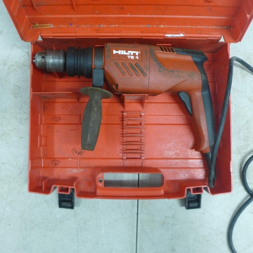 2017 - A quantity of cased power tools including a Hilti TE1, 110V, hammer drill, a Challenge Xtreme CDI218... 