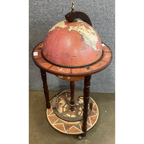 56 - An Italian style terrestrial globe cocktail cabinet/trolley