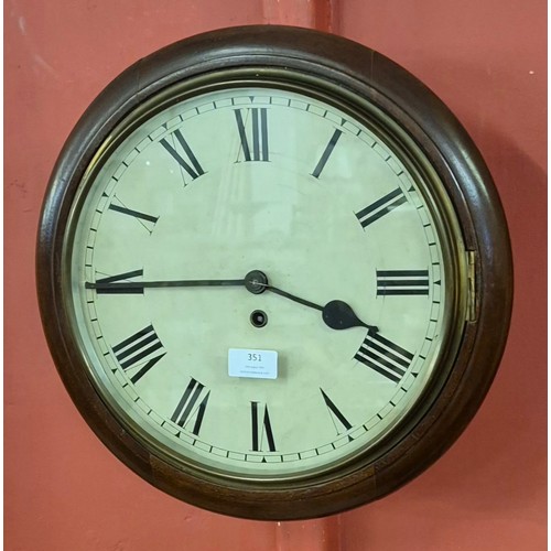 351 - An early 20th Century mahogany circular fusee wall clock