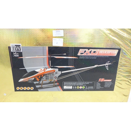 2055 - An FXD remote control helicopter with remote and instructions